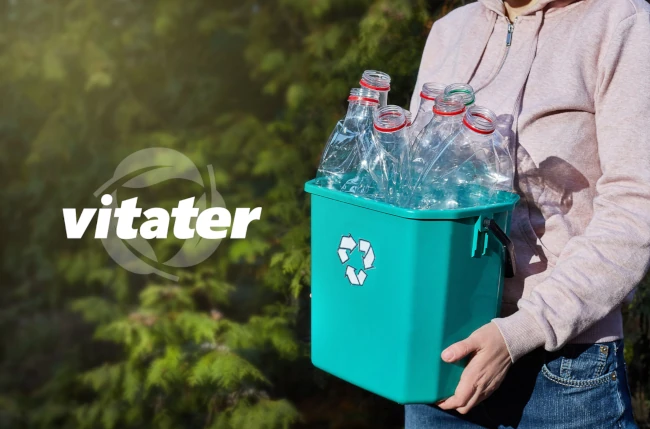 Cicha con cubo con botellas reciclaje vitater terxy